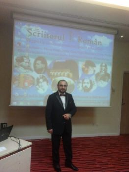 Scriitorul Român La Novotel-București, evenimentul Revistei Scriitorul Român din 14 aprilie 2016,ora 19, eu afiș eveniment, videoproiector